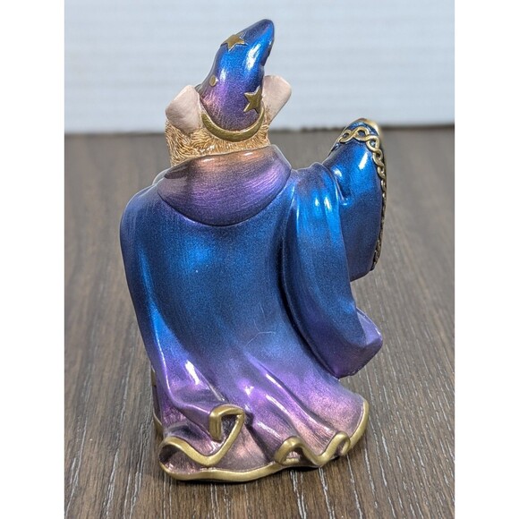 VTG Windstone Editions MOUSE WIZARD Figurine Peacock Colors Pena 1997 Glass Orb - Picture 5 of 7
